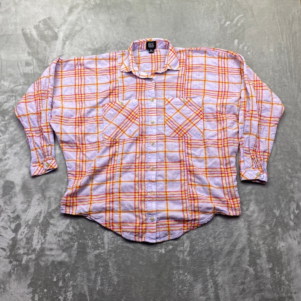 BDG Urban Outfitters Remi Plaid Oversized Button Down Shirt‎ Womens Sz S Grunge